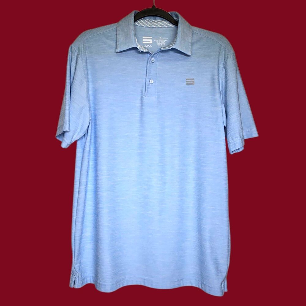 Three Sixty Six Dri-Fit Golf Polo Men's SM Athletic Casual Shirt Turquoise Blue